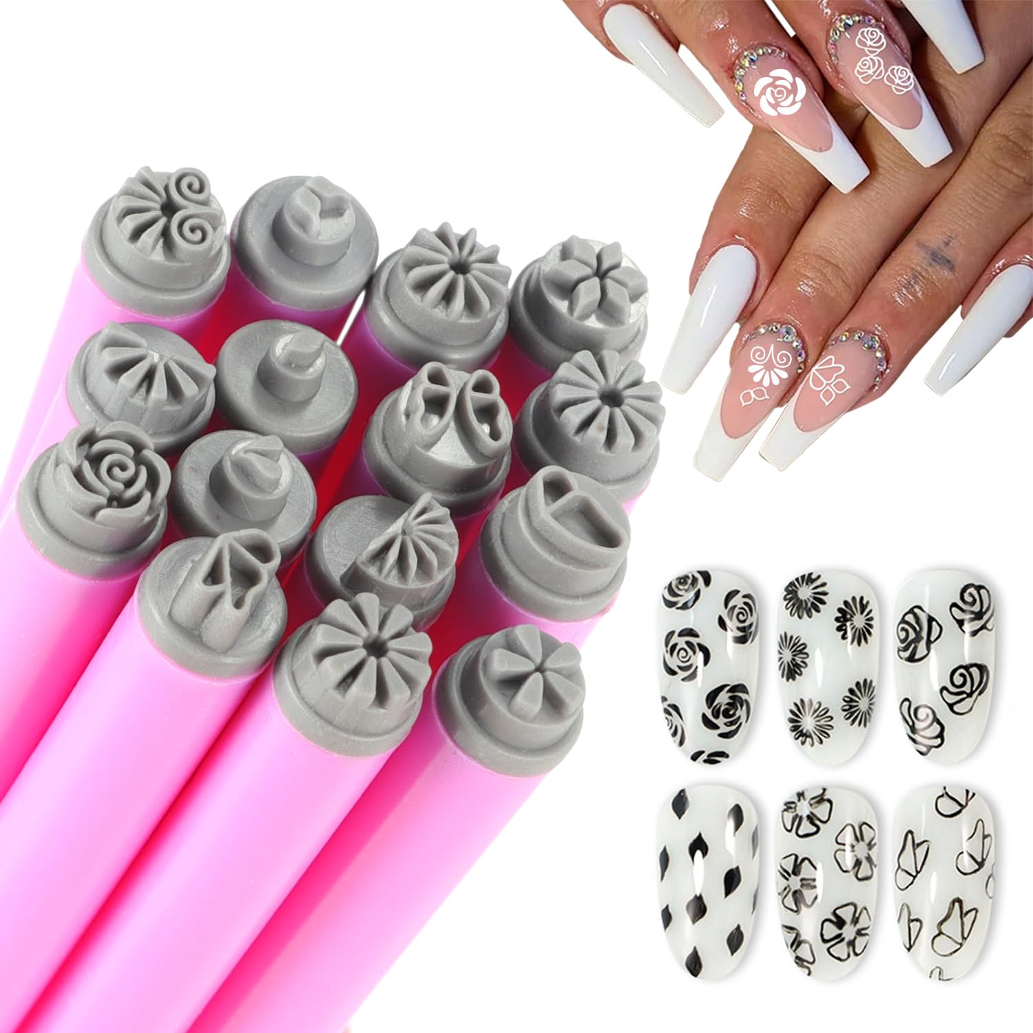 Amazon.com: WOKOTO 15Pcs Nail Art Stamp Pen Set Flower Butterfly